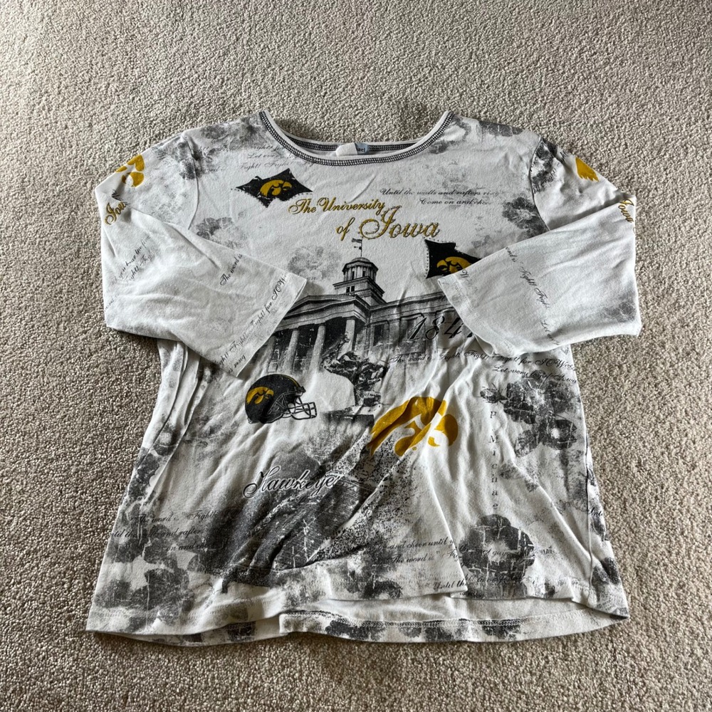 P. Michael University of Iowa Hawkeyes Top Womens Large 3/4 Sleeve Graphic NCAA‎